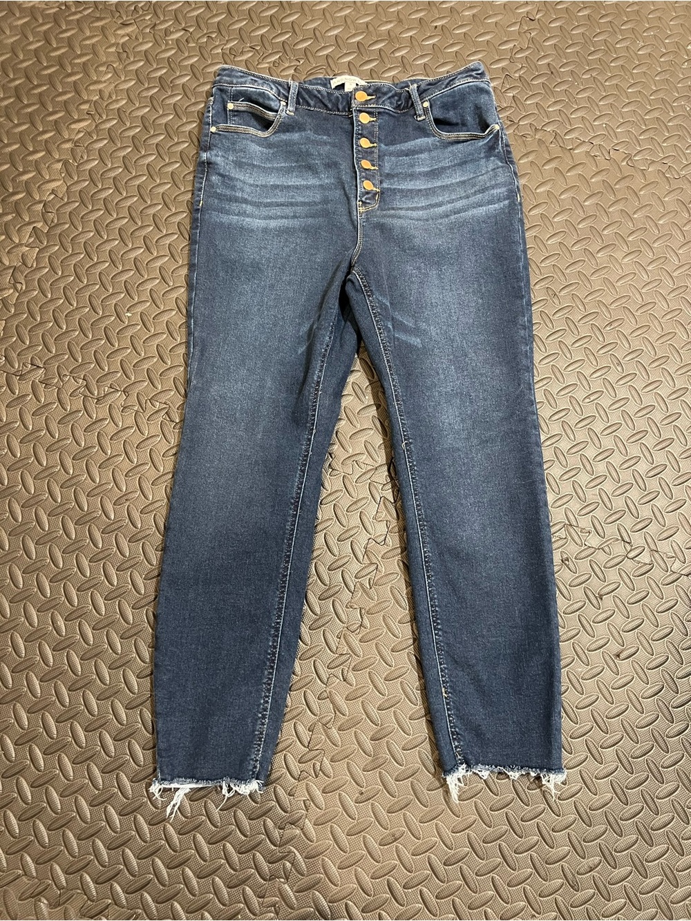 Women's Dark Indigo High-Rise Skinny Jeans with Button-Fly